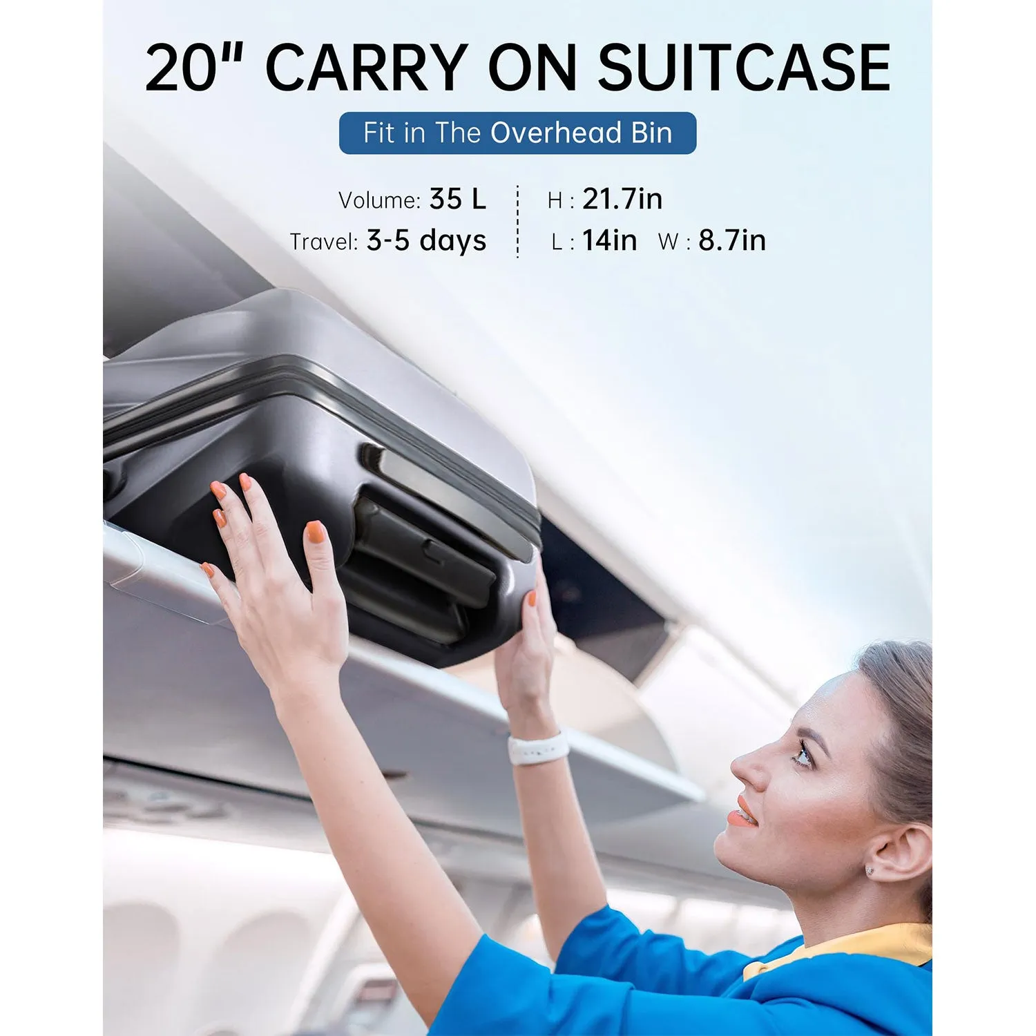 Globetrotter 20" Hardside Rolling Carry-on Stylish Suitcase