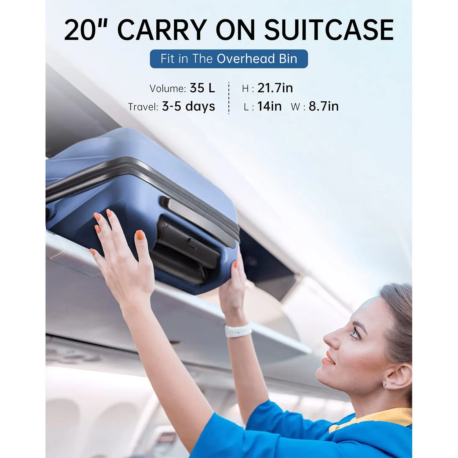 Globetrotter 20" Hardside Rolling Carry-on Stylish Suitcase