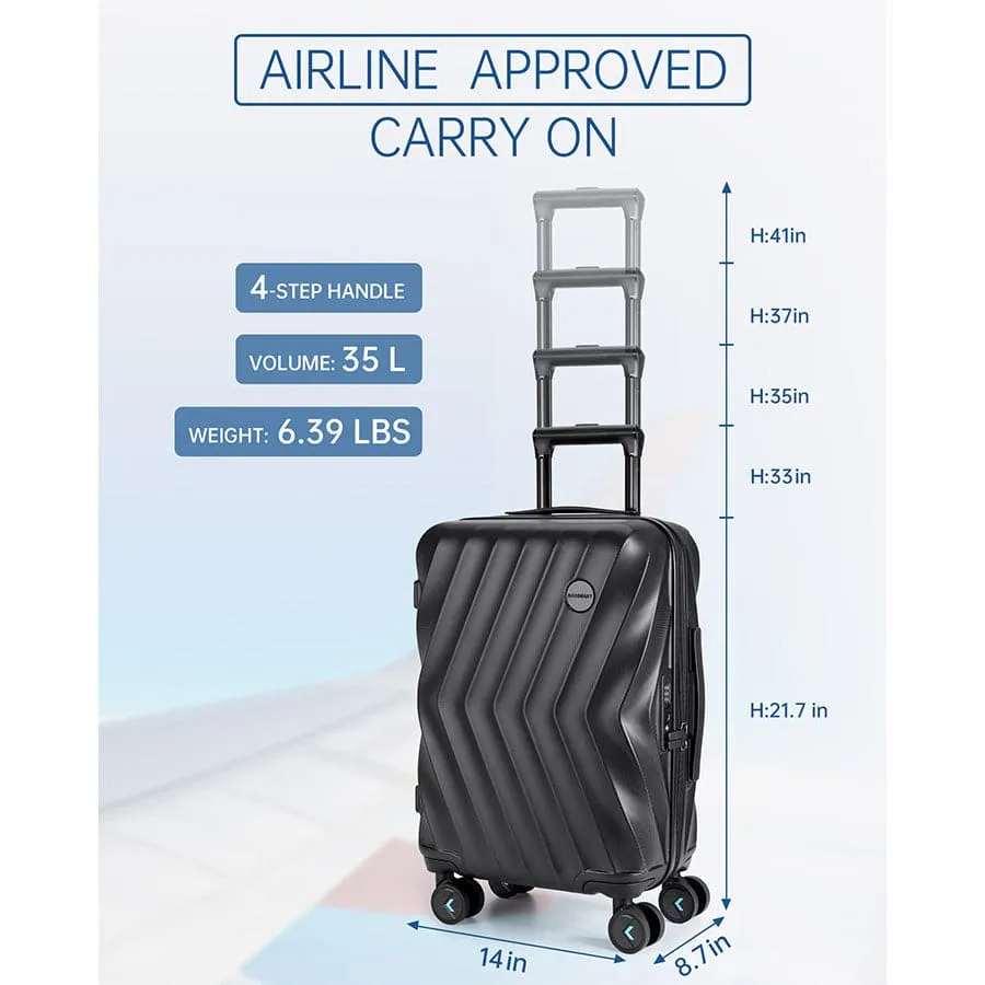 Globetrotter 20" Hardside Rolling Carry-on Stylish Suitcase