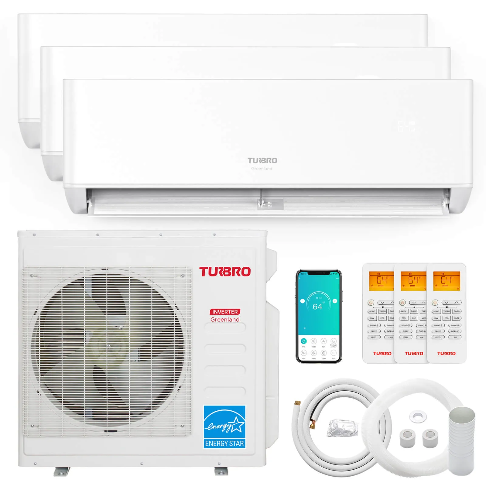 Greenland 36,000 BTU Tri-Zone(3) Mini Split Air Conditioner with Heat Pump