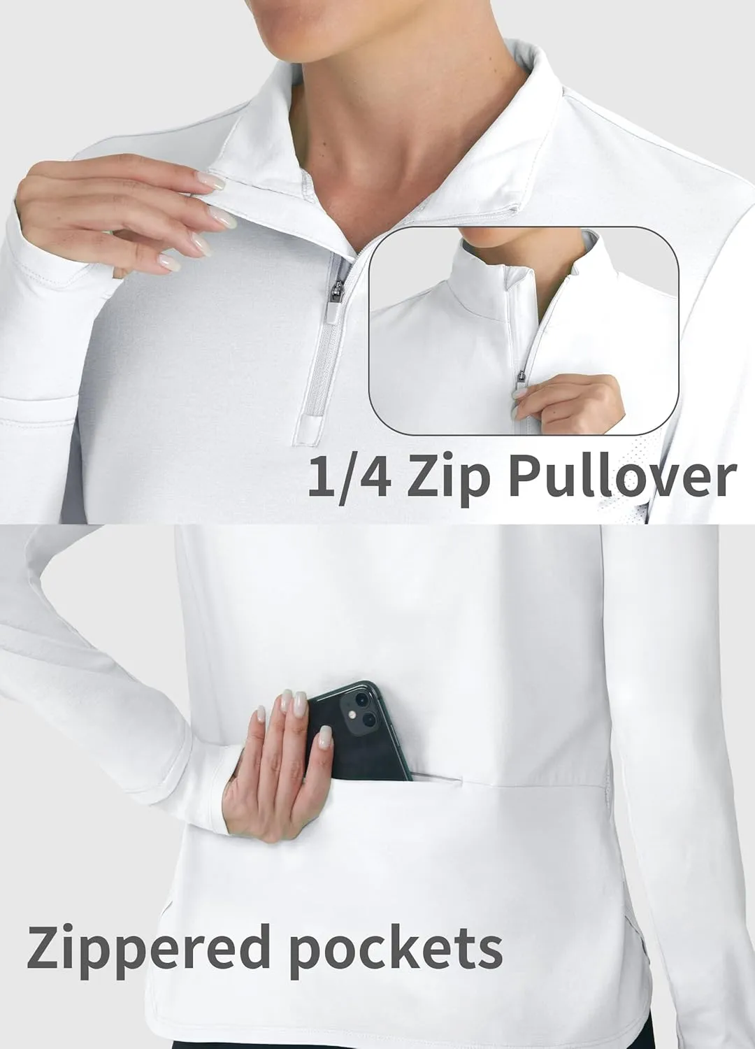 Hiverlay Women's Quick Dry Shirts Long Sleeve for Running Hiking Workout UPF50  Lightweight Pullover Top with Pocket
