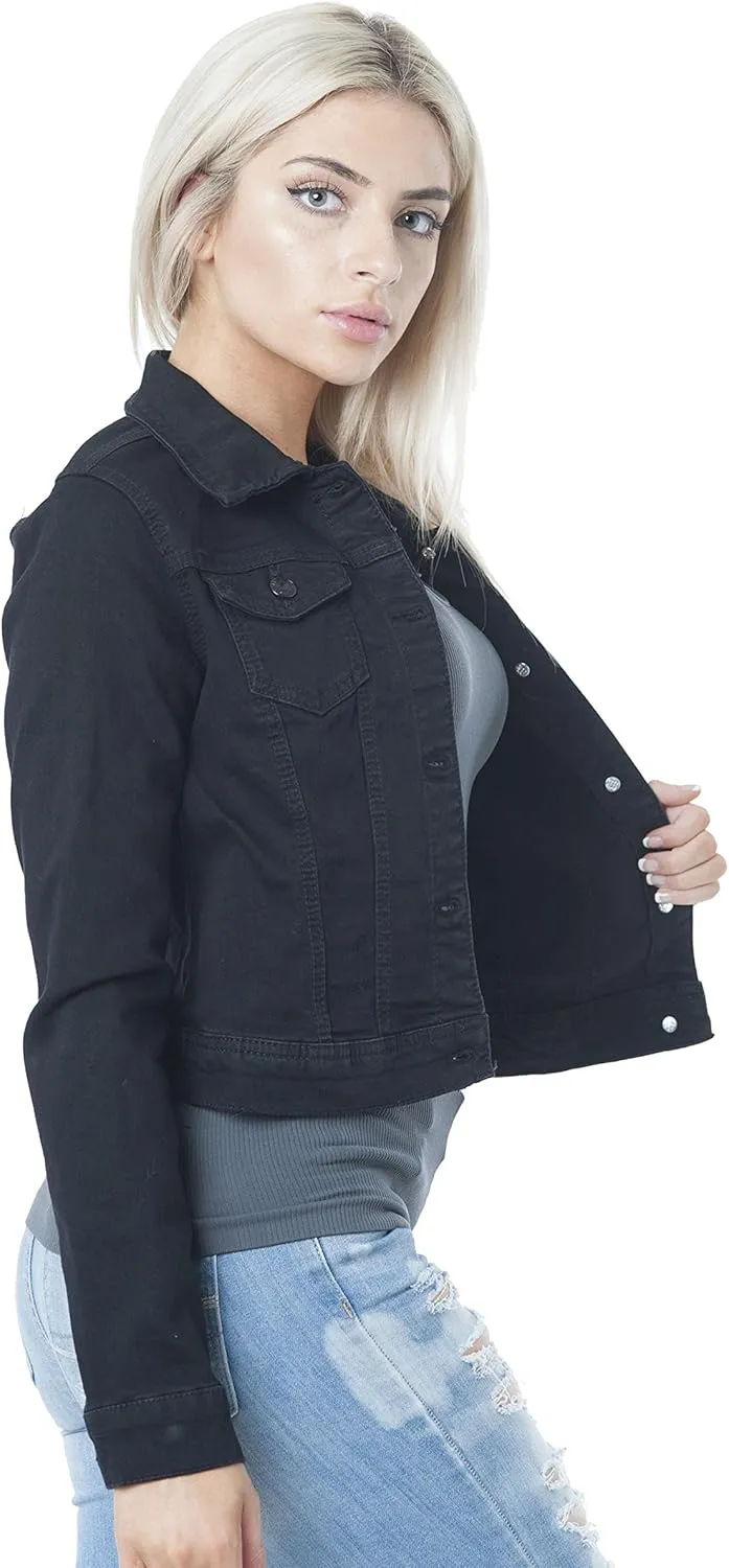 Hollywood Star Fashion Womens Basic Button Down Denim Jean Jacket