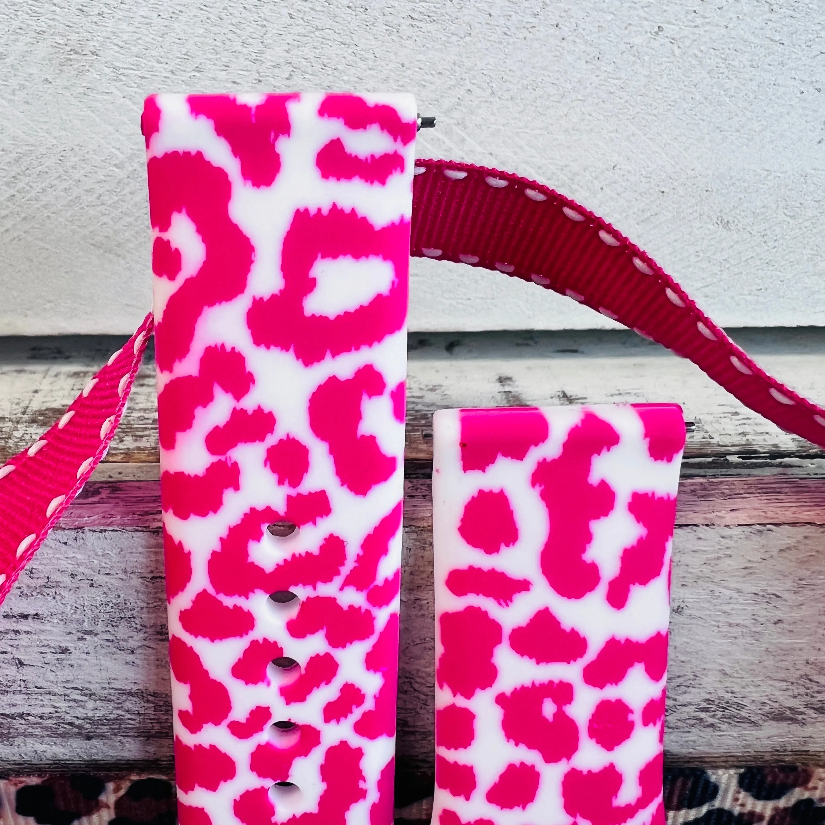 Hot Pink Leopard Print Silicone Band For Samsung Watch