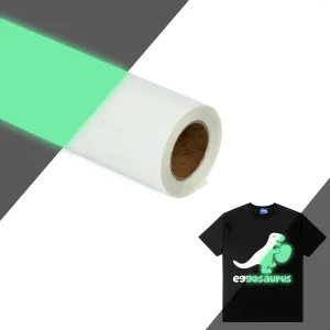 HTVVETUR Glow in The Dark HTV Heat Transfer Vinyl Roll 12 Inch by 20 Feet Iron on DIY for T-Shirt PU Stretch Elastic HTV Vinyl (Dark in Glow Light Green, 20FT)