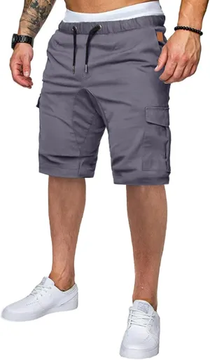 JMIERR Mens Casual Cargo Shorts - Cotton Drawstring Stretch Summer Beach Shorts Twill Chino Short with 6 Pockets