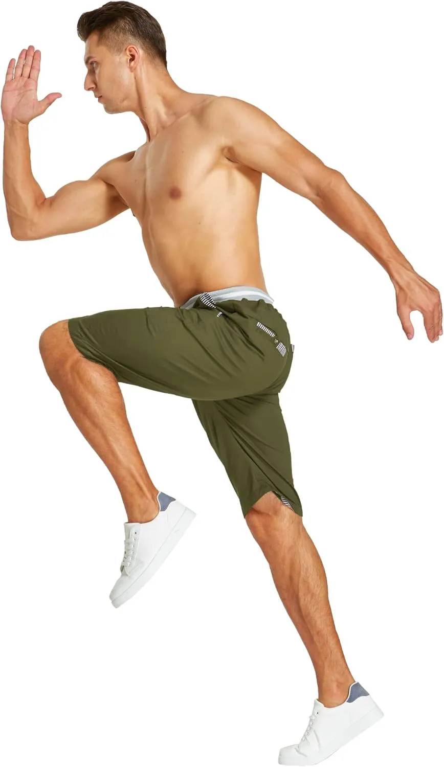JustSun Mens Shorts Casual Classic Fit Cotton Summer Beach Shorts with Elastic Waist and Pockets