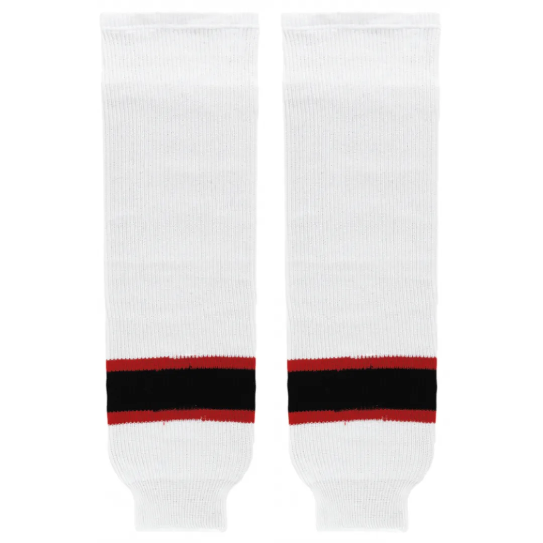 K1 Sportswear New Jersey Devils White Knit Ice Hockey Socks