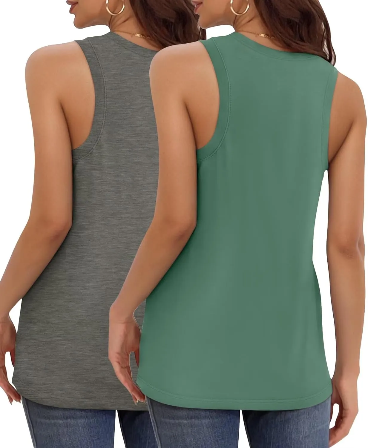 KKJ 2 Pack Womens Tank Tops 2025 Summer V Neck Sleeveless Loose Fit Casual Beach Vacation Outfits Shirt Trendy Cruise Clothes