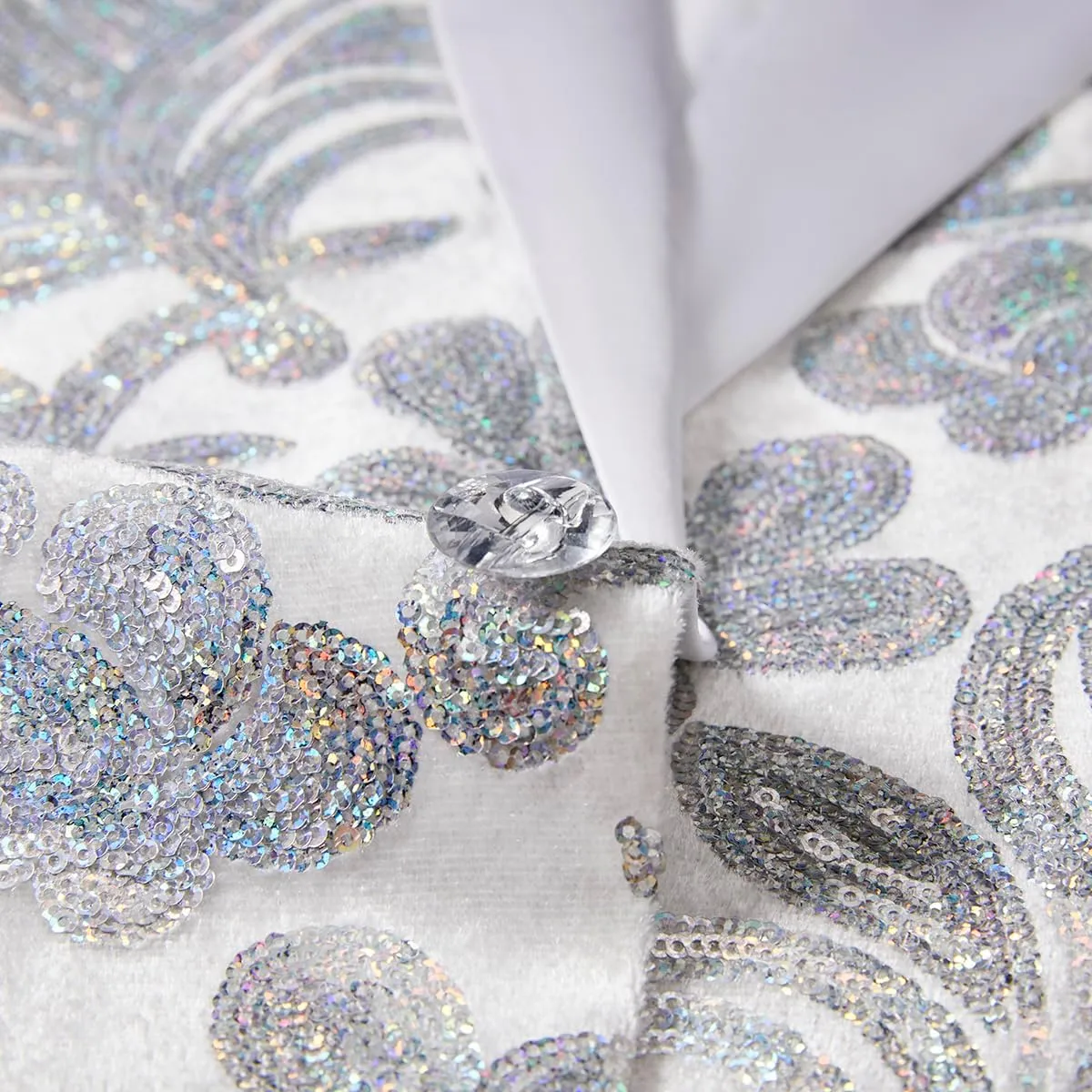 Men Fashion Velvet Sequins Floral Pattern Suit Jacket Blazer