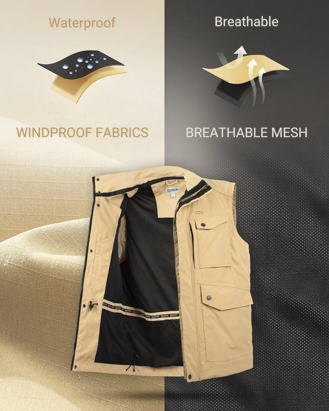 Men's 1.59 lbs Travel Gilet Vest Outerwear with 11 Multi-Pockets for Fishing Summer Outdoor