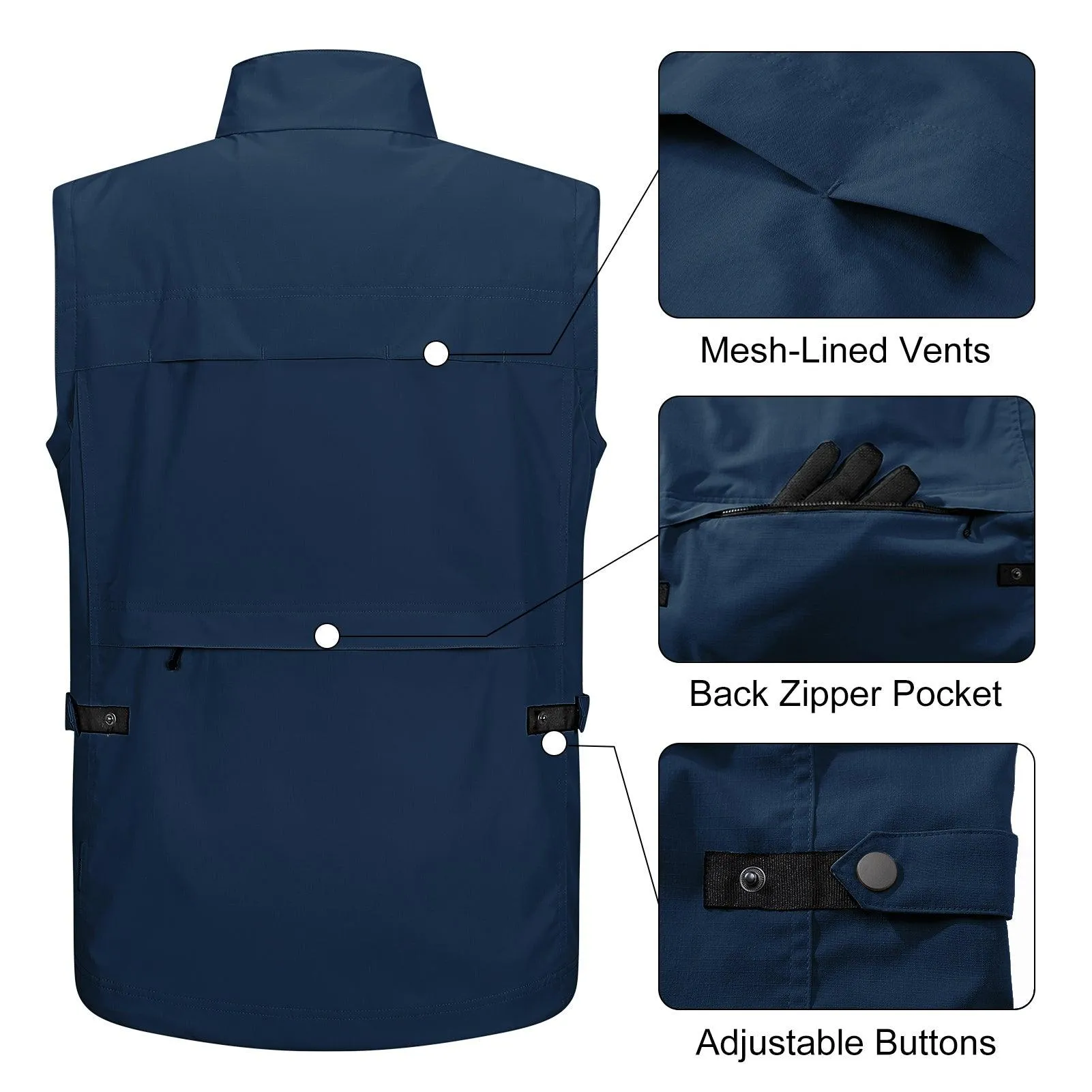 Men's 1.59 lbs Travel Gilet Vest Outerwear with 11 Multi-Pockets for Fishing Summer Outdoor