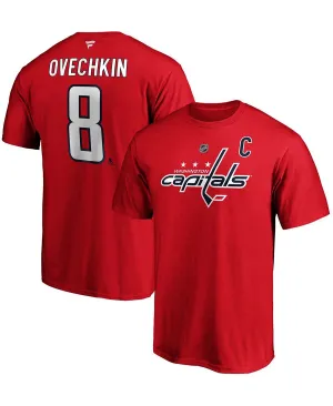 Men's branded T-shirt with the logo of Alexander Ovechkin's team "Washington Capitals" authentic stack from lids Fanatics ,  red