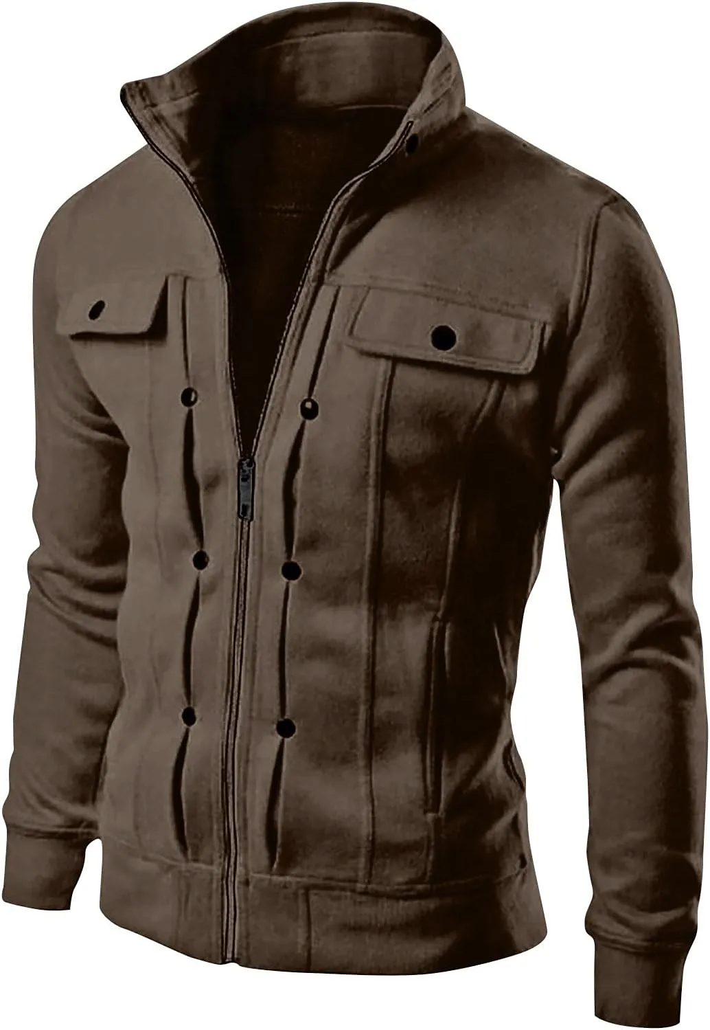 Mens Jacket,Plus Size Lightweight Zipper Sweatshirts Slim Fit Casual Stand Collar Fall Winter Jacket Outwear Tops