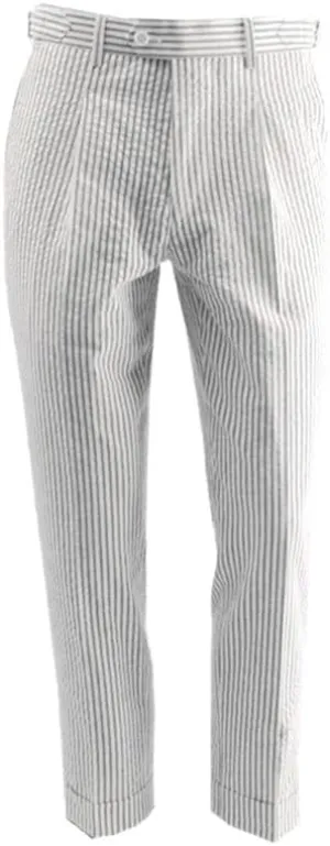 Men's Summer Seersucker Slim Fit Pants Flat Front Lightweight Sear Sucker Suit Separate Pants Trousers