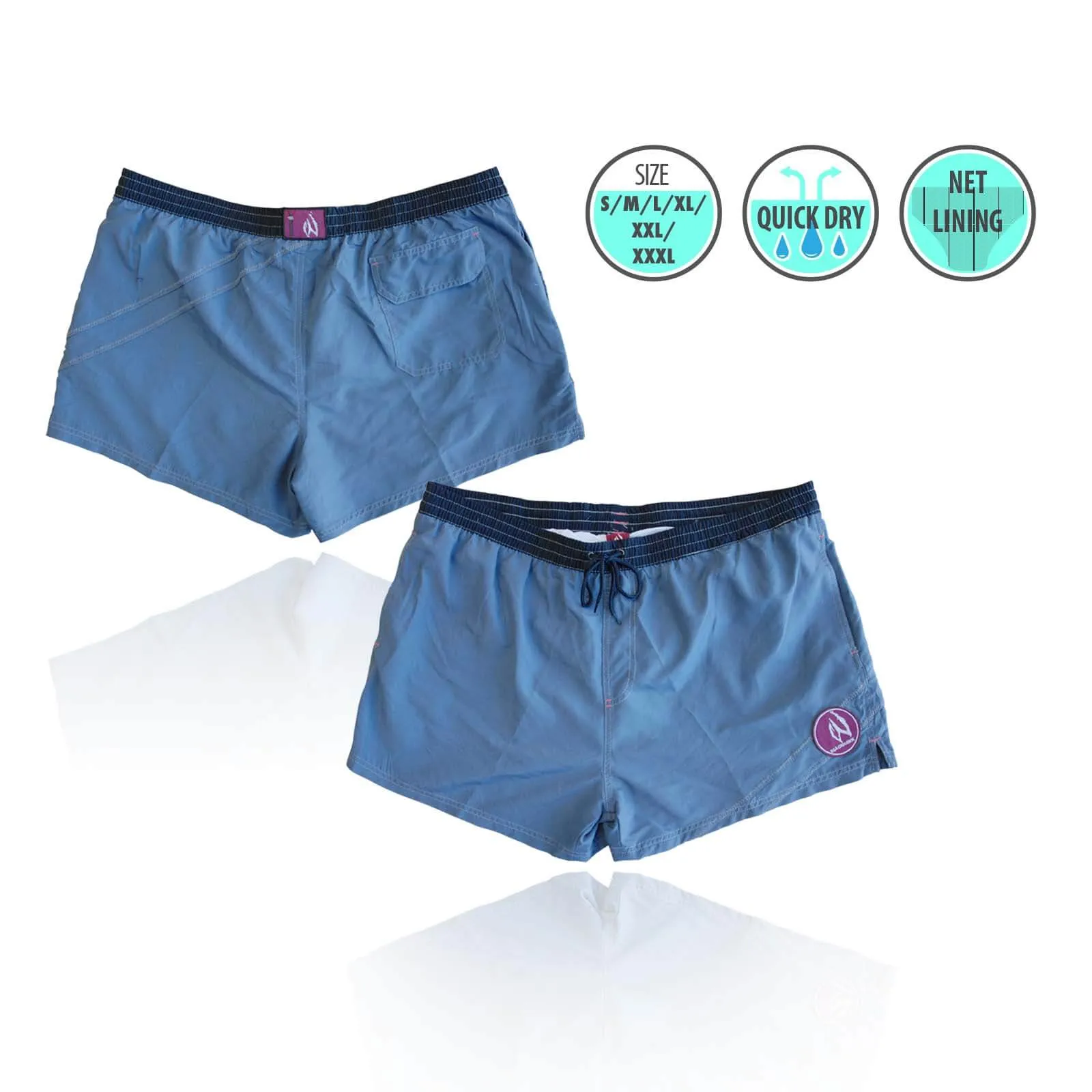 Mens Swim Beach Shorts Grey Blue BHACAPBS6