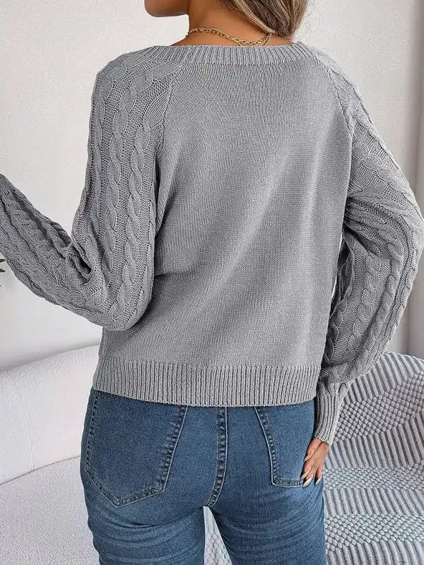 New autumn and winter casual solid color twist long-sleeved pullover sweater