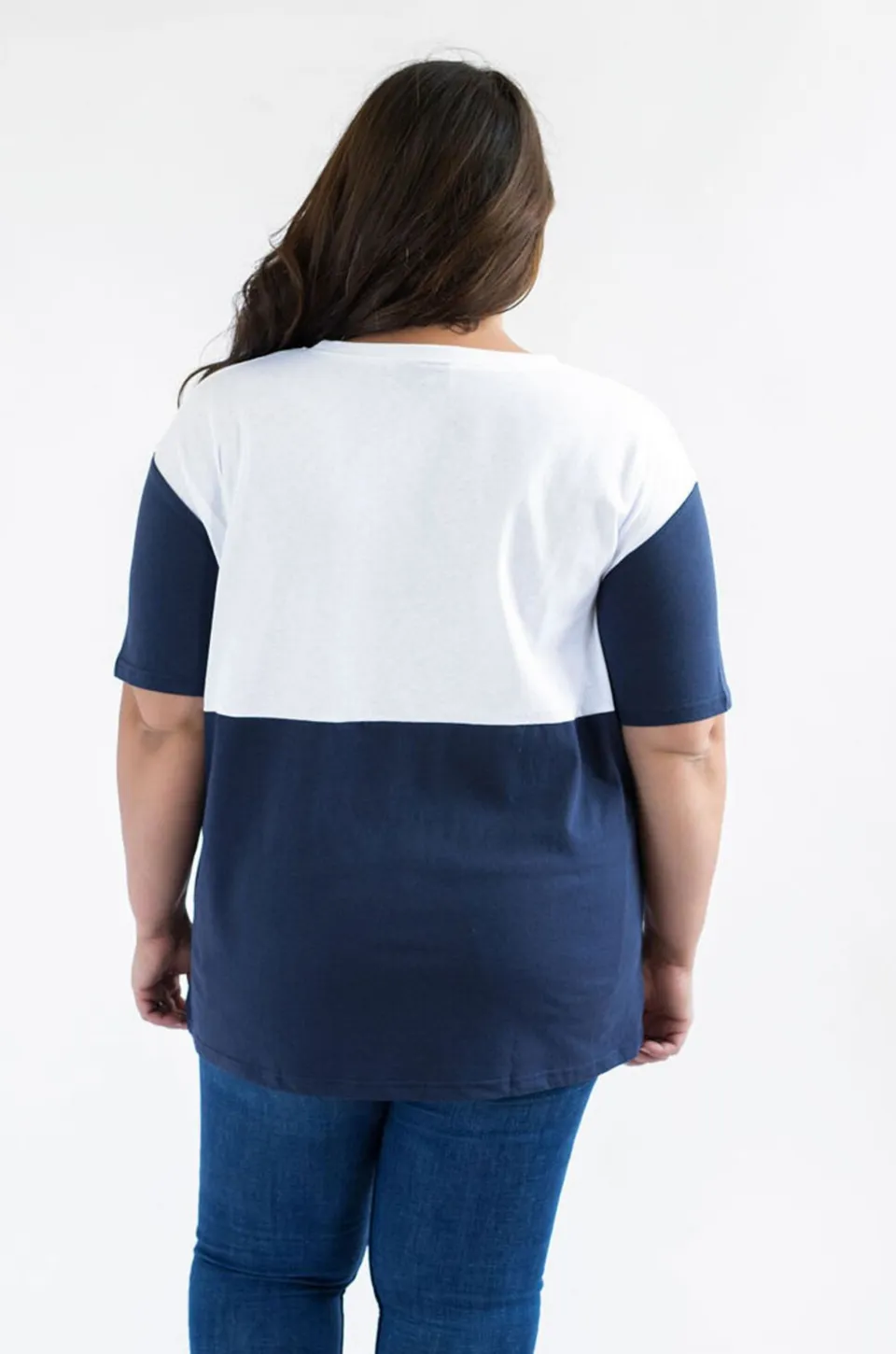 Nursing Pocket T-Shirt - Hidden Zipper - Navy/White POCKET