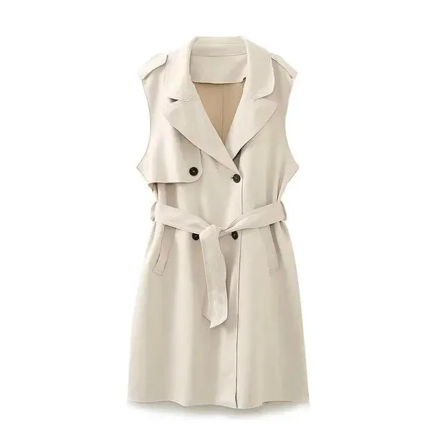 Pre Order:  Sleeveless Double-Breasted Long Vest