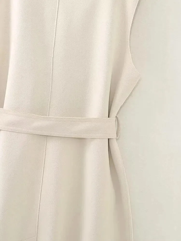 Pre Order:  Sleeveless Double-Breasted Long Vest