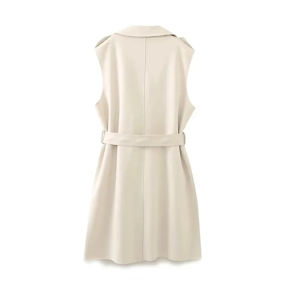 Pre Order:  Sleeveless Double-Breasted Long Vest