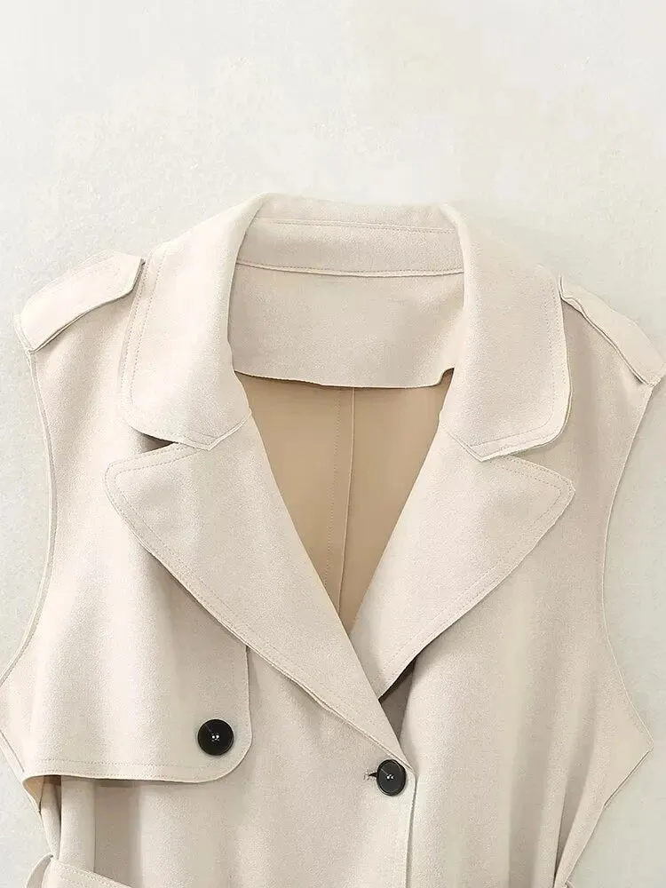 Pre Order:  Sleeveless Double-Breasted Long Vest