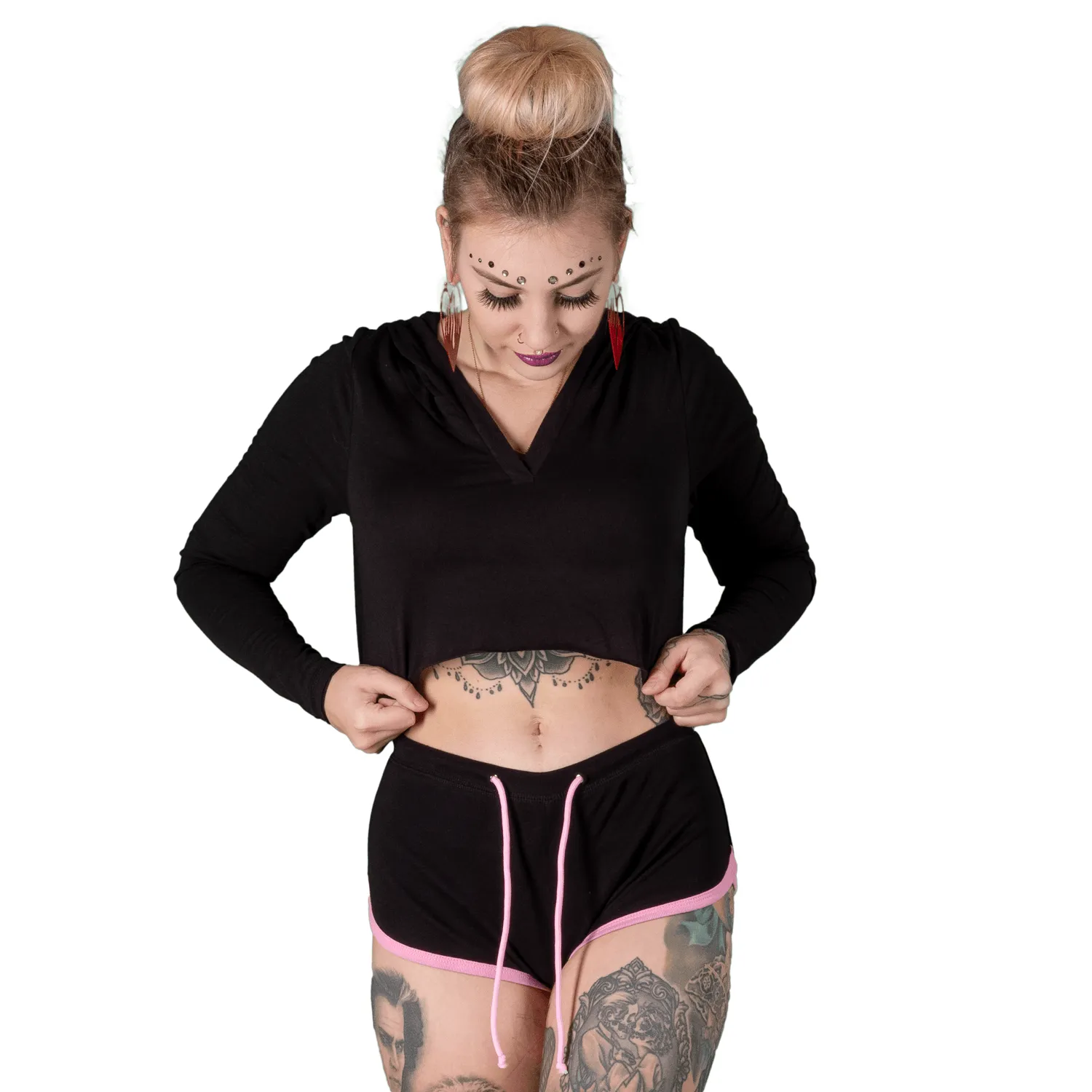 Pumpkin Face Pink Trim Short Shorts