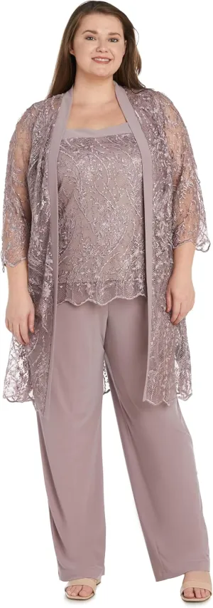 R&M Richards Womens 3PC Lace Suit Pants