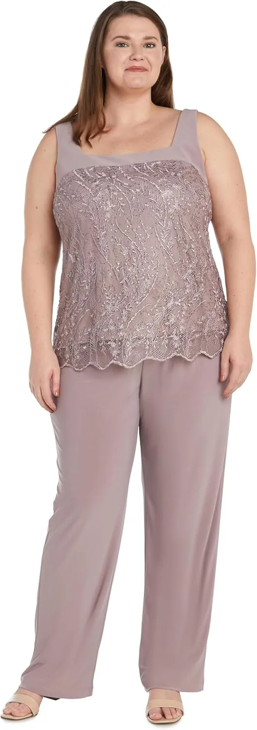R&M Richards Womens 3PC Lace Suit Pants