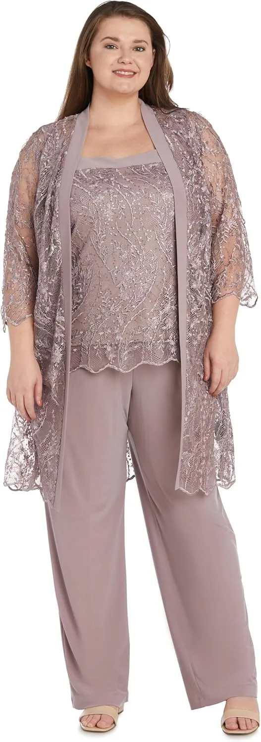 R&M Richards Womens 3PC Lace Suit Pants