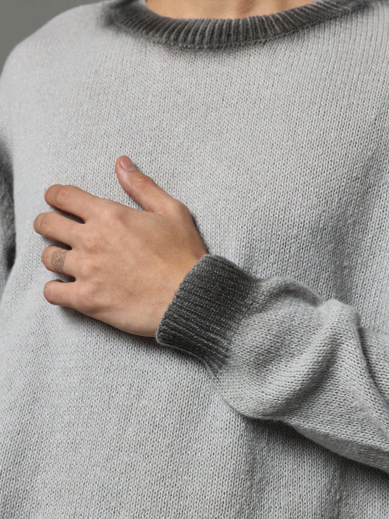 Regular Fit Crew Neck Sweater With Spray Effect