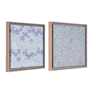 Reyn Spooner Framed Tropical Flowers Floated Printed Linen Wall Art Set of 2