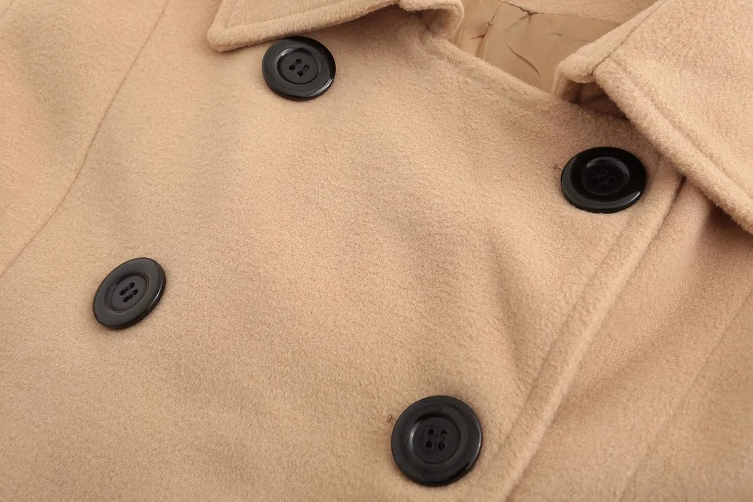 Sister Amy Women's Fashion Lapel Double-Breasted Trench Scalloped Hem Winter Jacket