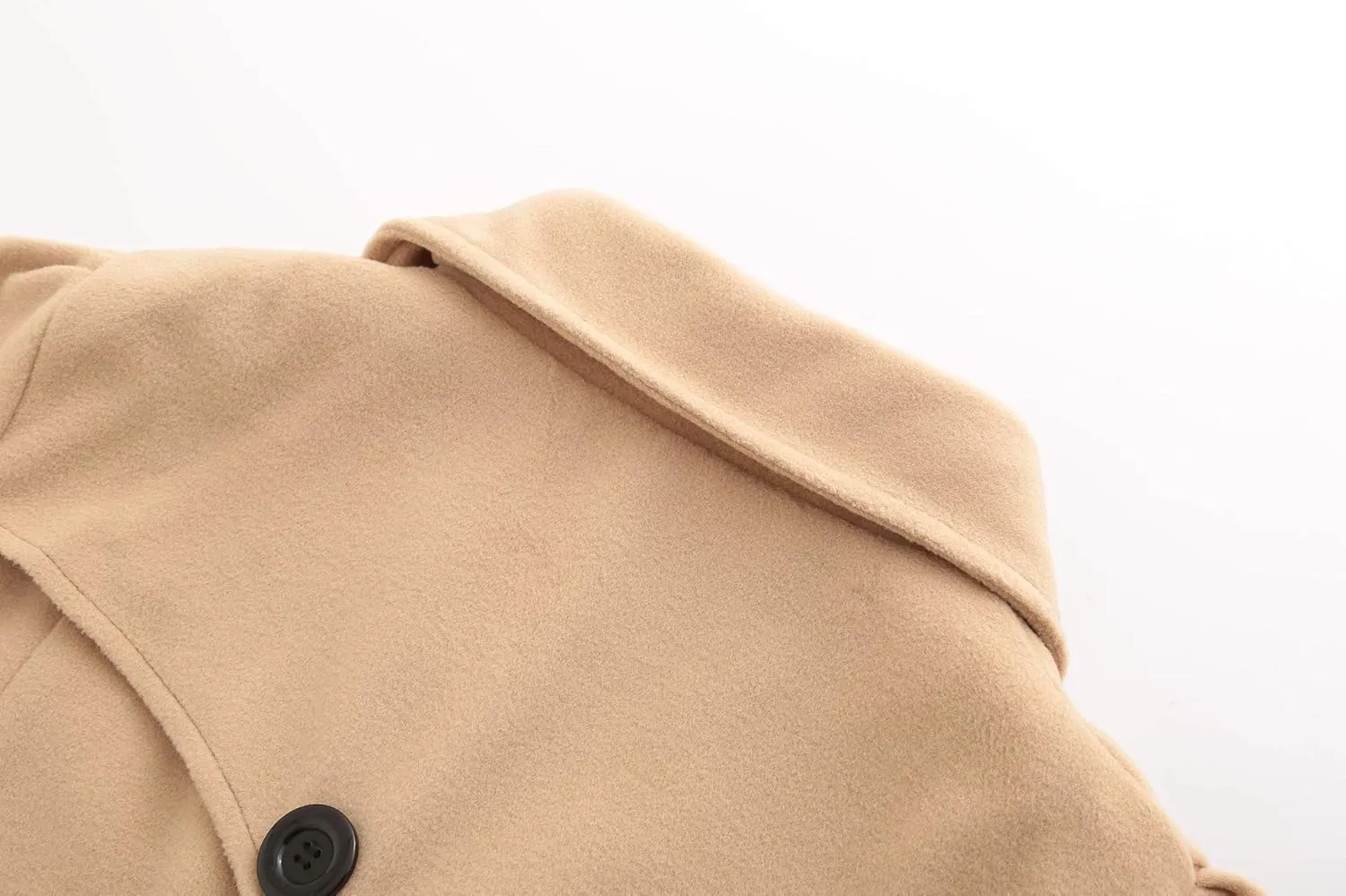 Sister Amy Women's Fashion Lapel Double-Breasted Trench Scalloped Hem Winter Jacket