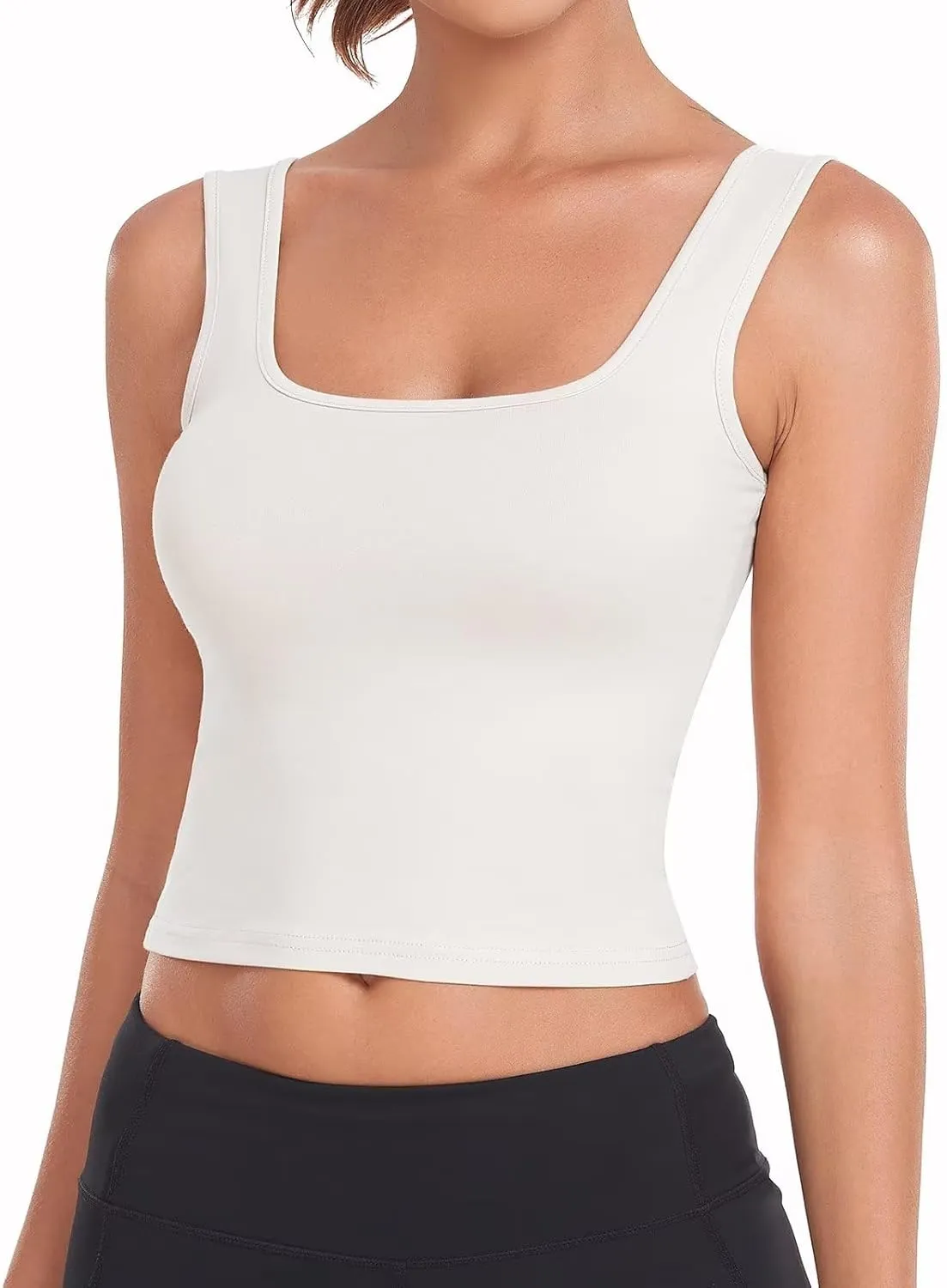 Sports Crop Tank Tops for Women Cropped Workout Tops Racerback Running Yoga Tanks Cotton Sleeveless Gym Shirts 3 Pack