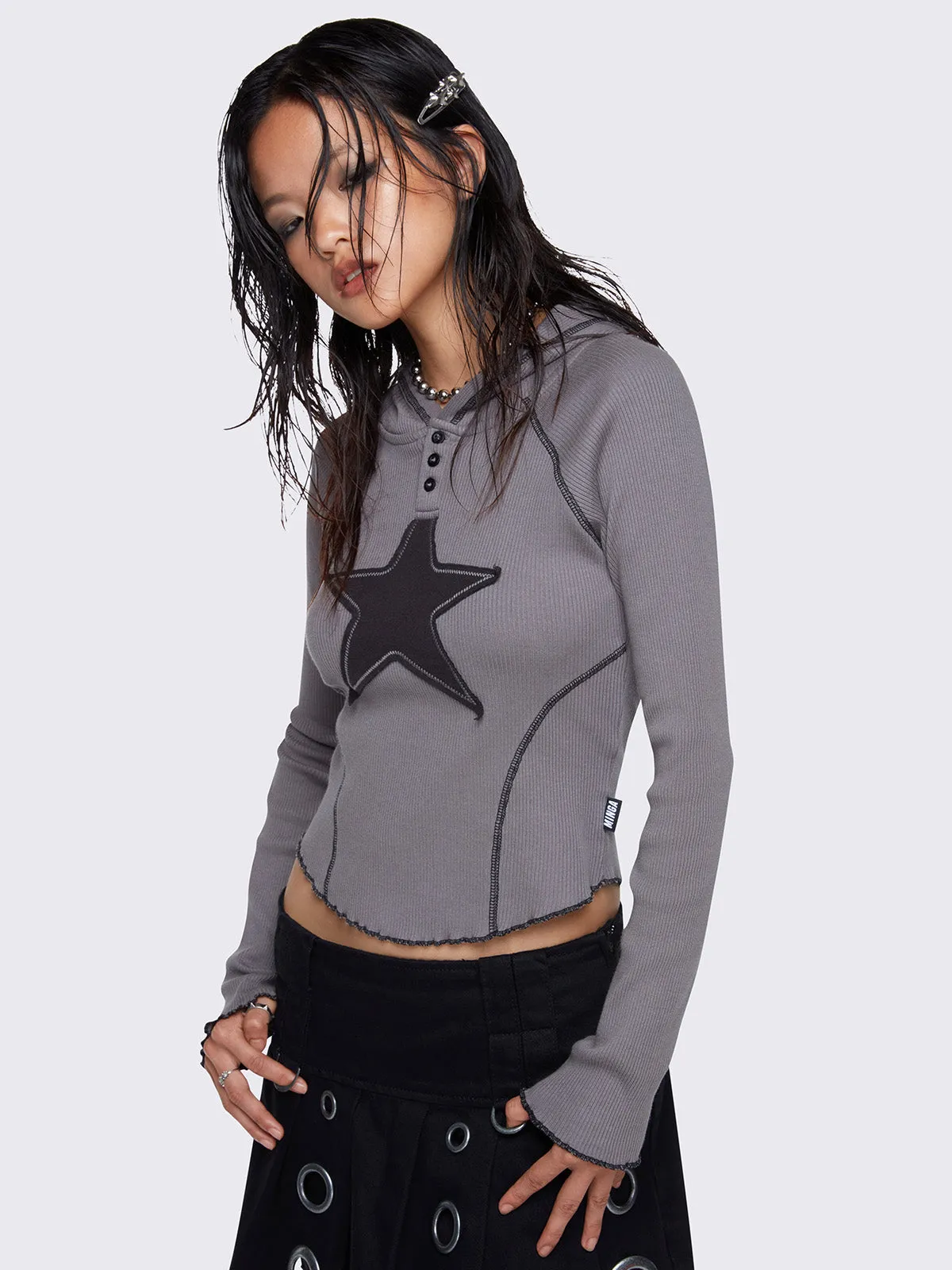 Stella Grey Hooded Top