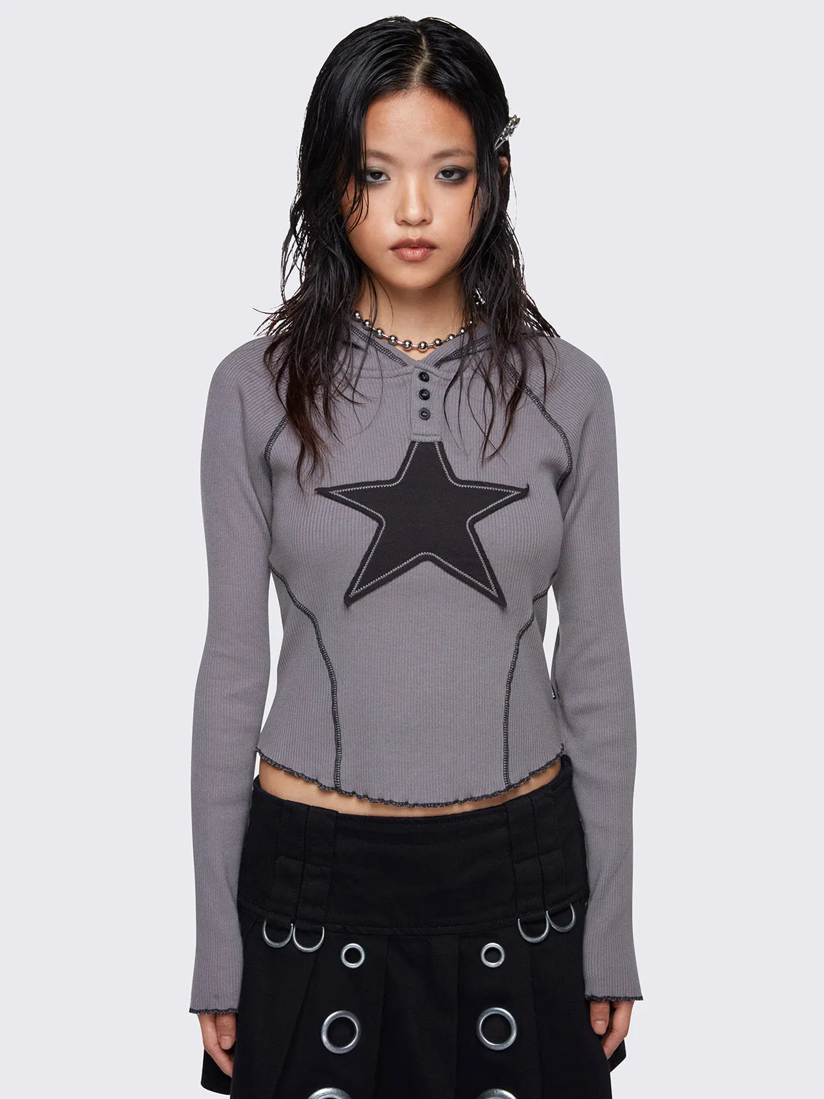 Stella Grey Hooded Top