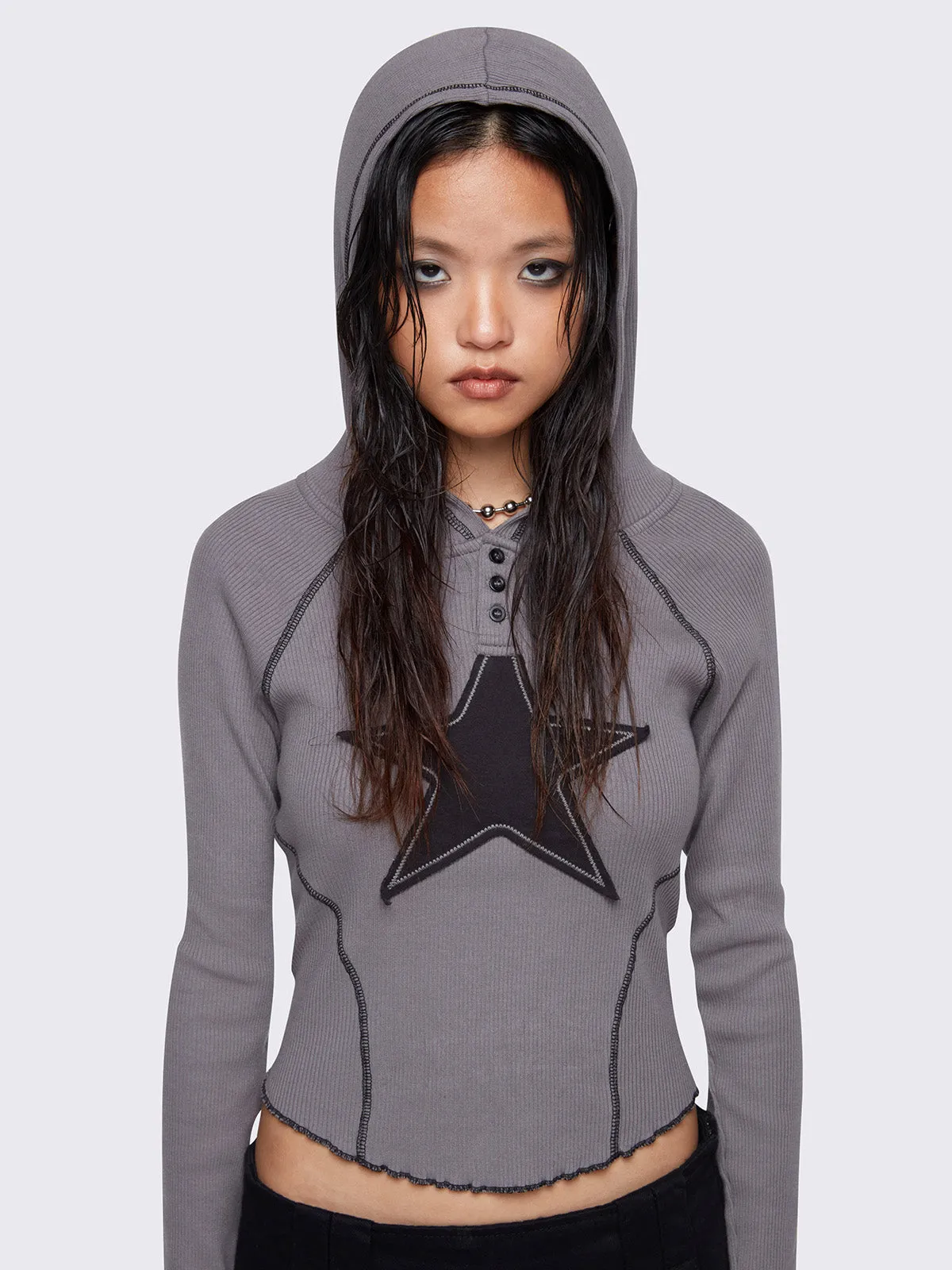 Stella Grey Hooded Top