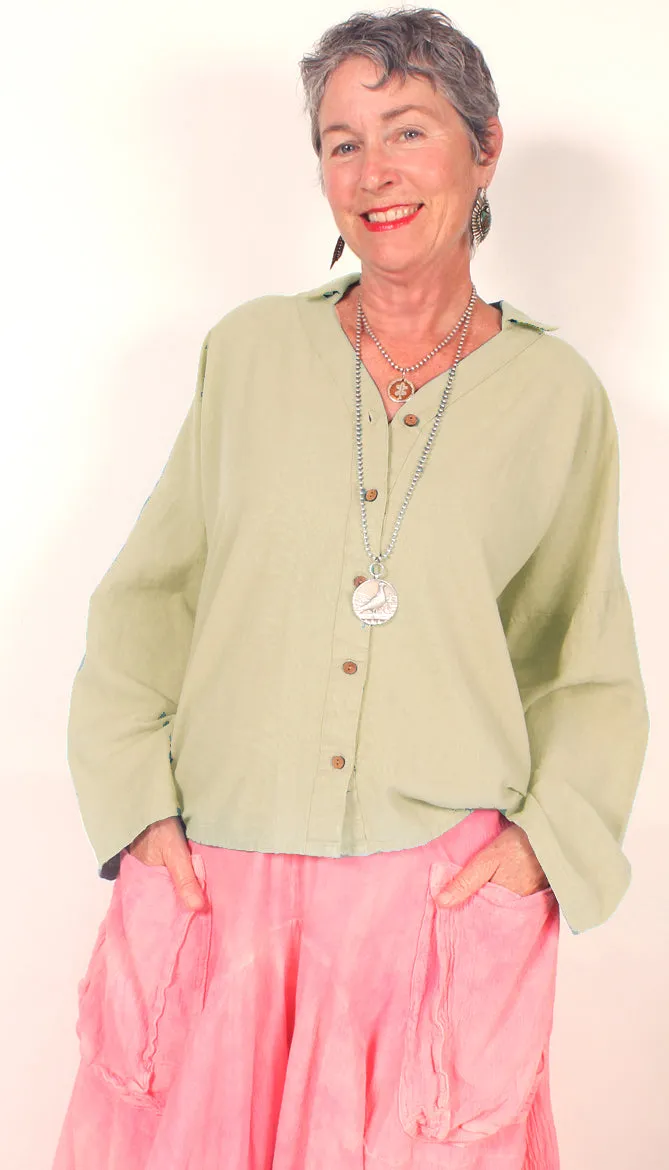 Tienda ho Linen  Top l/slv Boho Resort Wear Hippie Chic Plus Sml-2x