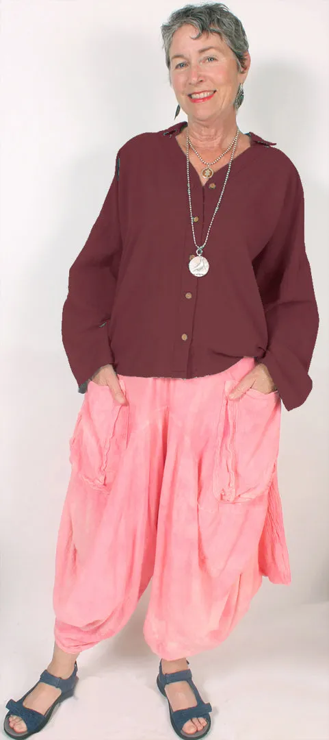 Tienda ho Linen  Top l/slv Boho Resort Wear Hippie Chic Plus Sml-2x