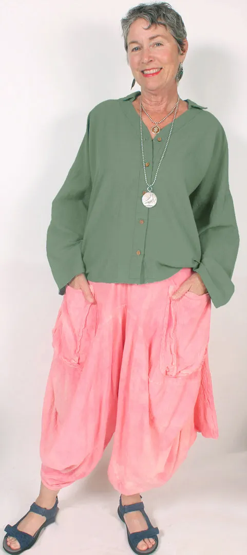 Tienda ho Linen  Top l/slv Boho Resort Wear Hippie Chic Plus Sml-2x