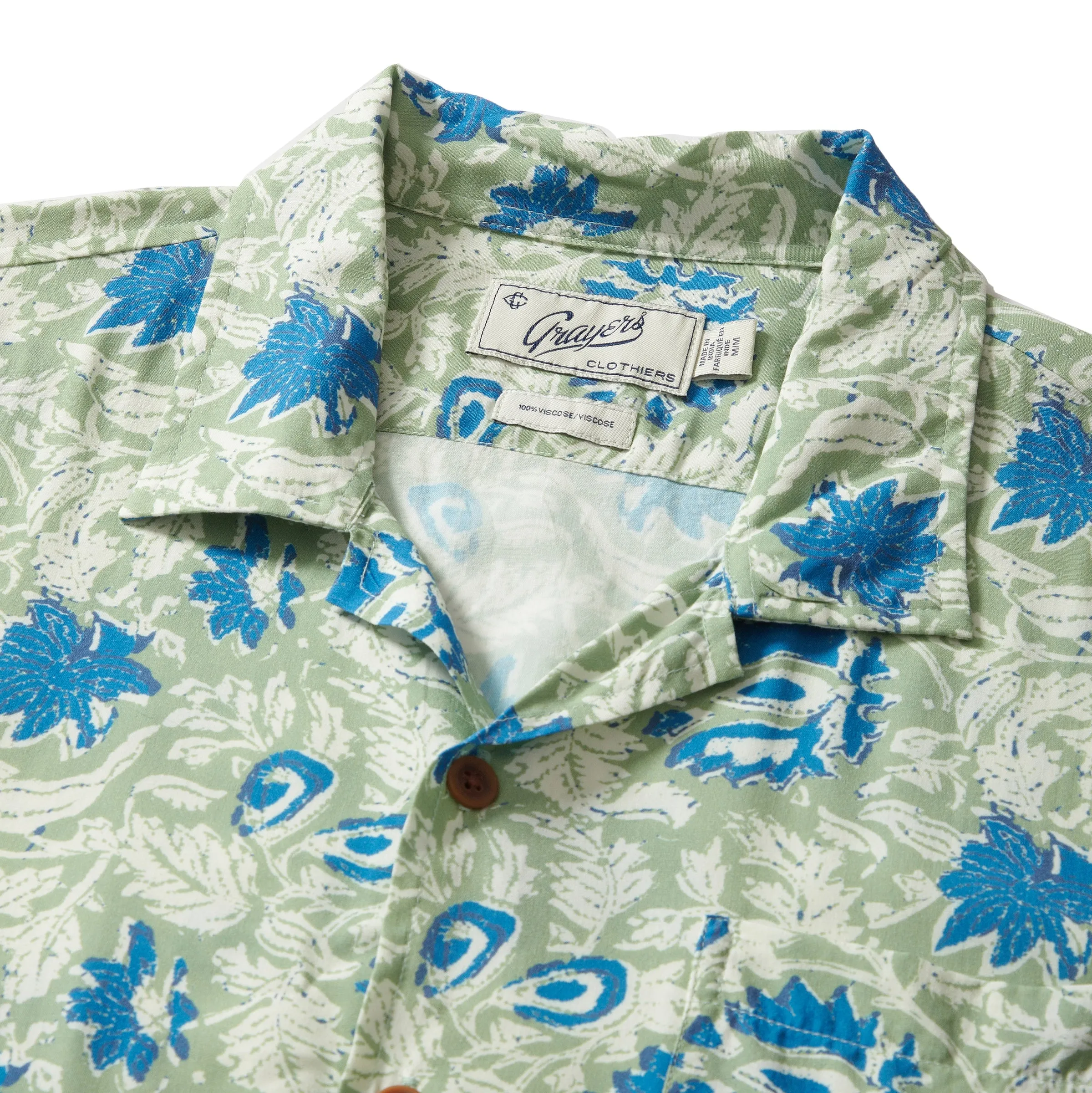 Vintage Hawaiian Camp Collar Shirt - Batik Print