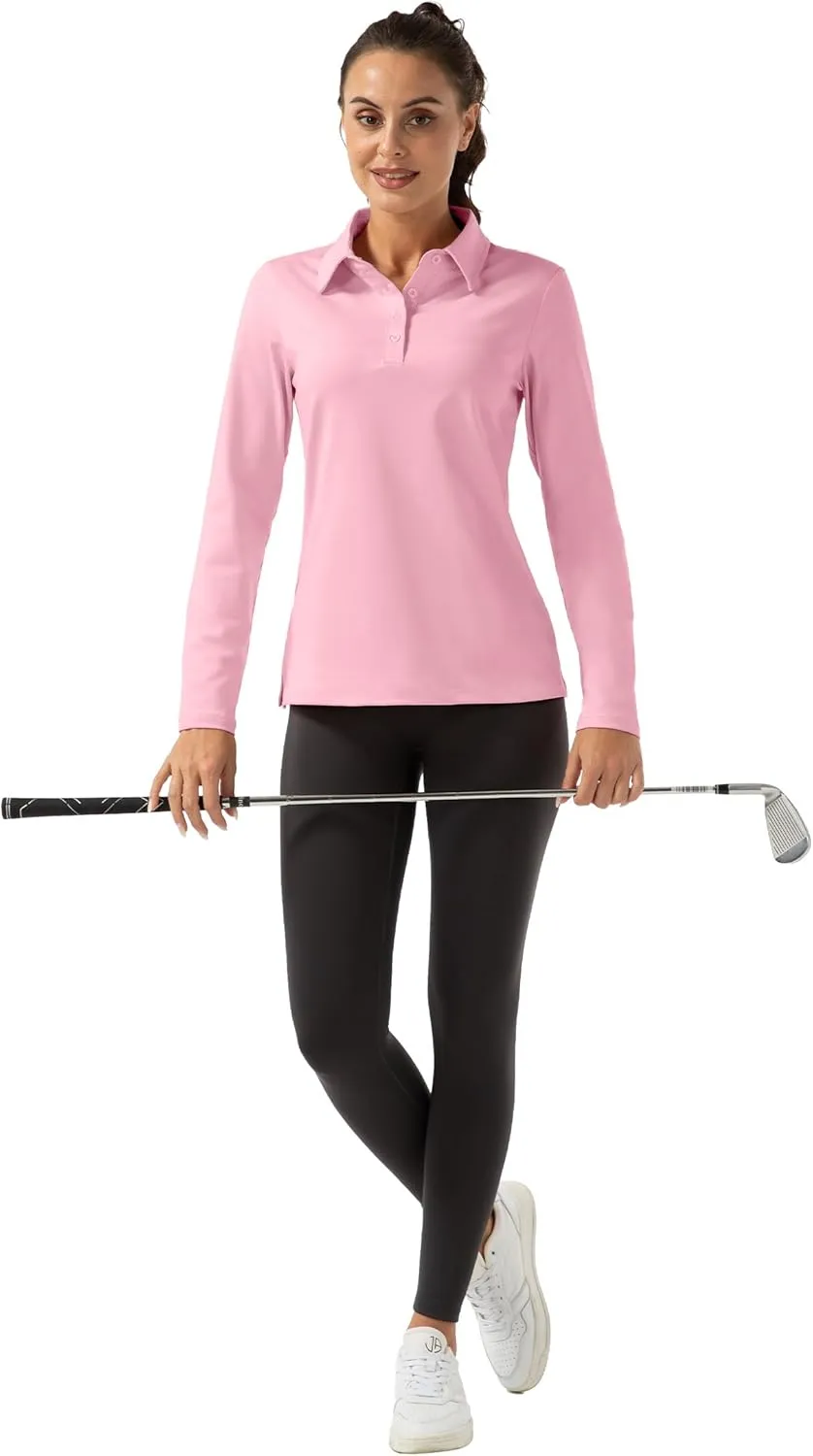 Women Long Sleeve Polo Shirt Golf Sport Top Athletic Sportswear Tennis Activewear