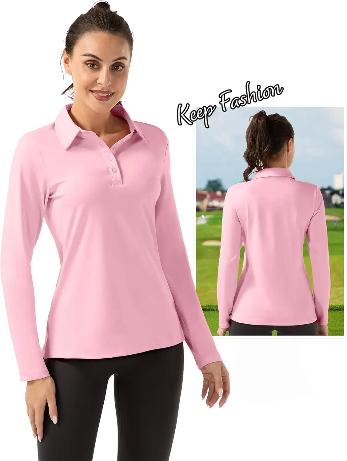 Women Long Sleeve Polo Shirt Golf Sport Top Athletic Sportswear Tennis Activewear