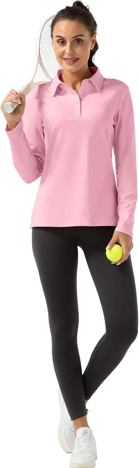 Women Long Sleeve Polo Shirt Golf Sport Top Athletic Sportswear Tennis Activewear