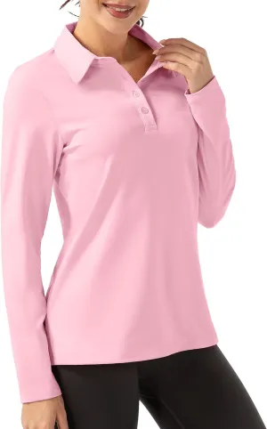 Women Long Sleeve Polo Shirt Golf Sport Top Athletic Sportswear Tennis Activewear