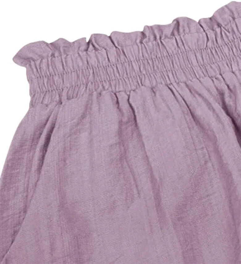Women's Casual Elastic Waist Yoga Lounge Shorts - Comfy Stretch Lace Trim Summer Beach Linen Ruffle Shorts
