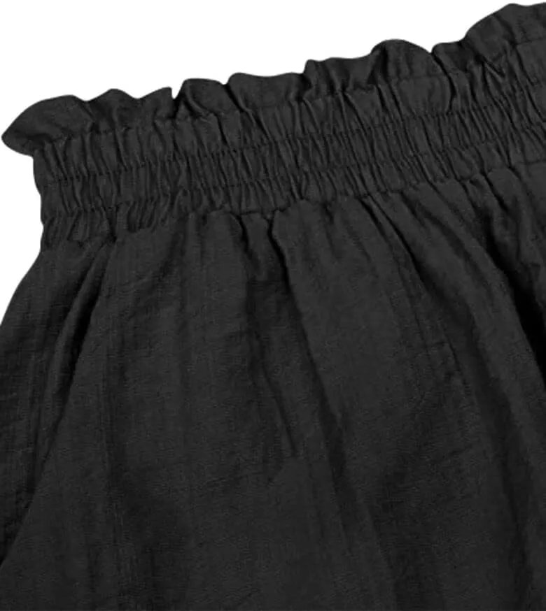 Women's Casual Elastic Waist Yoga Lounge Shorts - Comfy Stretch Lace Trim Summer Beach Linen Ruffle Shorts