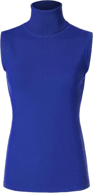 Women's Sleeveless Turtleneck Soft Stretchable Pullover Knit Sweater Top