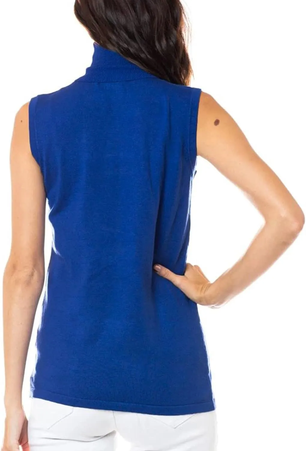 Women's Sleeveless Turtleneck Soft Stretchable Pullover Knit Sweater Top