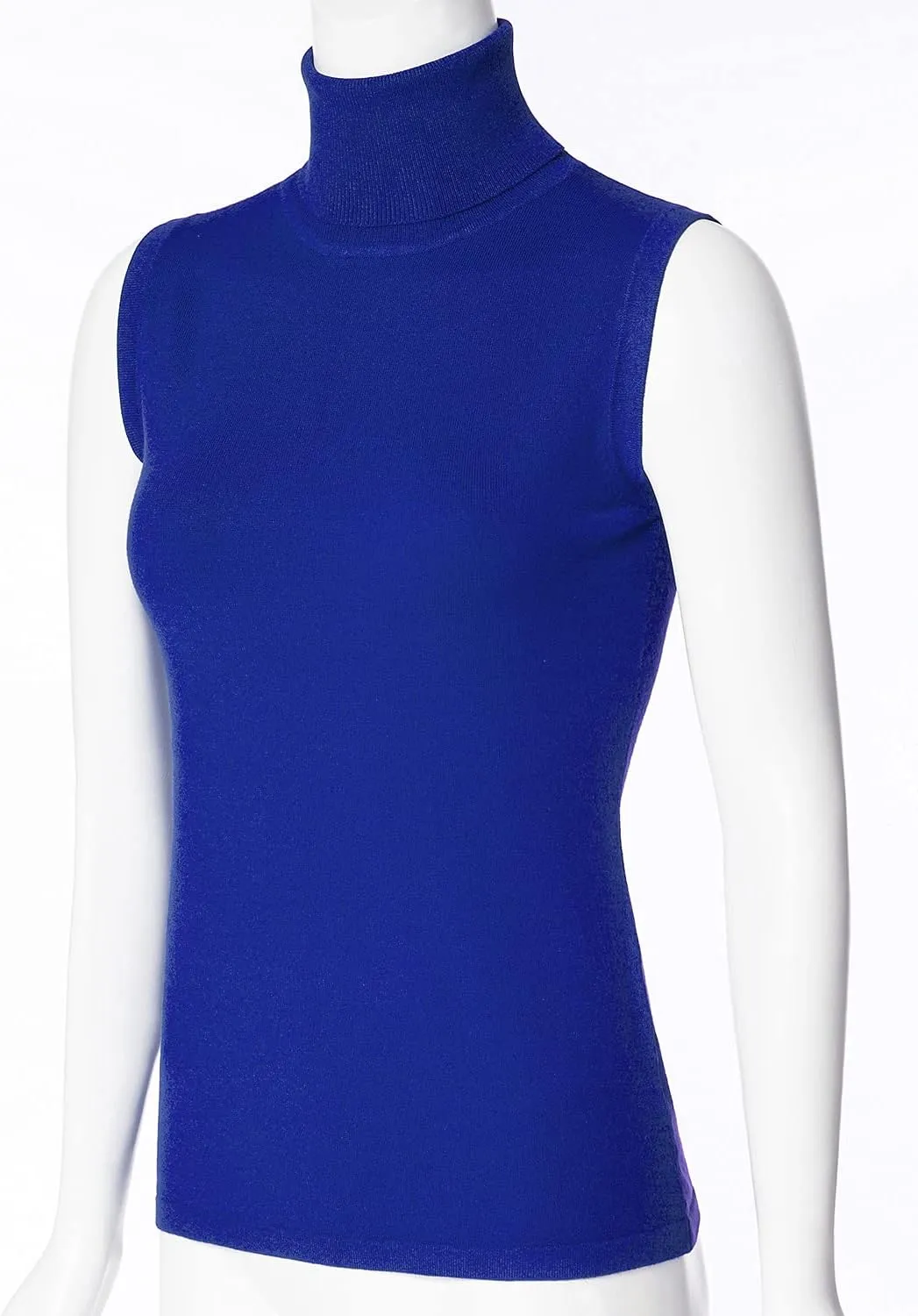 Women's Sleeveless Turtleneck Soft Stretchable Pullover Knit Sweater Top